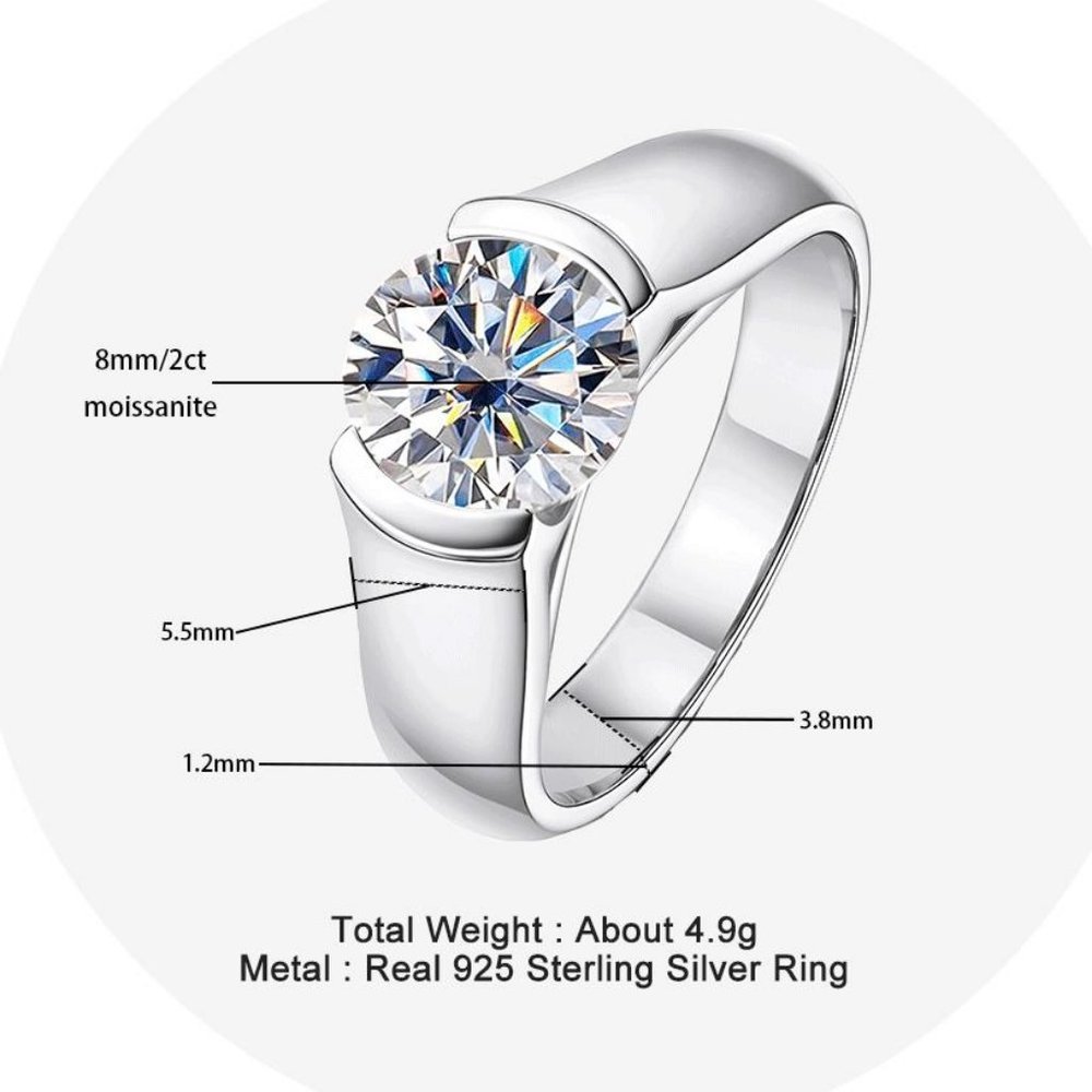 #Certified 2 ct. t.w. Moissanite Diamond Engagement Ring NEW - Picture 7 of 16